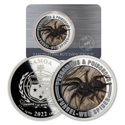 2022 Samoa Venomous & Poisonous Funnel-Web Spider 1/2 oz. Silver Colorized Coin