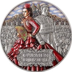 2022 - Carmen Titans of the Music 2 oz Antique finish Silver Coin 5$ Niue
