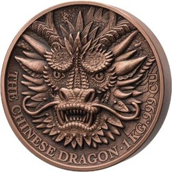 2024 - THE CHINESE DRAGON P. De Greef Édition Cuivre 1 Kilo Copper Coin Benin