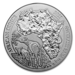2021 - Rwanda 1 oz Silver African Okapi BU