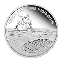 2019 - 1 oz 50th Anniversary 1969-2019 Moon Landing BU Silver Coin