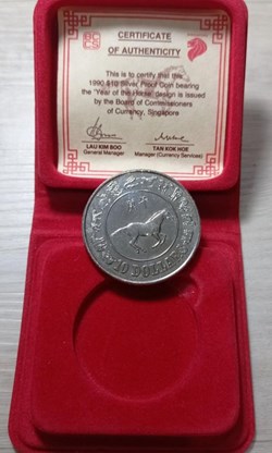 1990 - Singapore $10 Uncirculated Coin (Year of Horse🐎) #90