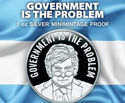 2024 1OZ GOVERNMENT IS THE PROBLEM PROOF - Silver Shield .999 Pure - "iN-HAND"