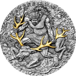 2020 - Twelve Labours of Hercules - Ceryneian Hind - $5 silver coin with Gold plated 24K 2 oz