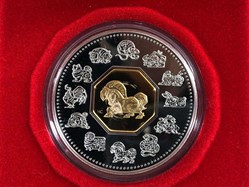 2002 YEAR OF THE HORSE STERLING SILVER & GOLD-PLATED CAMEO COIN
