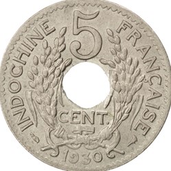 1930 - French Indochina Coin 5 Cents INDOCHINE FRANCAISE