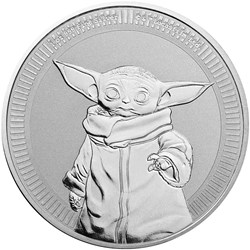 2021 - Niue 1oz Silver $2 Star Wars: Grogu "Baby Yoda" BU Coin
