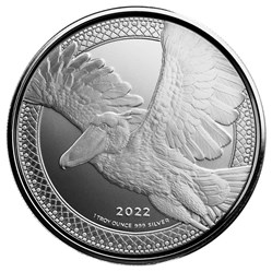 2022 - Congo 1 oz 999 Silver 1000 Francs Shoe Beak Shoebill Stork *BU/St*