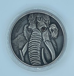 2015 - Woolly Mammoth Burkina Faso 1000 Francs 1 Oz Silver Coin w Real Eye Effect