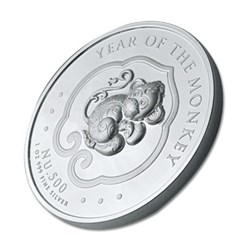 2016 Bhutan Monkev 1 oz 999 Fine Silver Proof Colour Coin