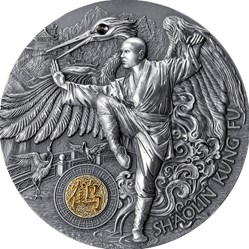 2022 - Martial Arts Styles - Shaolin Kung Fu Crane 2oz Silver Antiqued Coin
