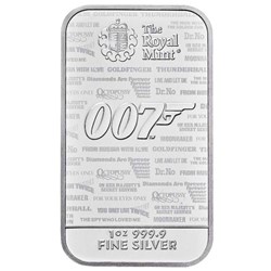 2020 - 1 Oz James Bond 007 Silver Bar .9999 Fine