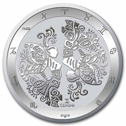 2022 - $5 Zodiac Series Gemini Tokelau 1 oz .999 Silver