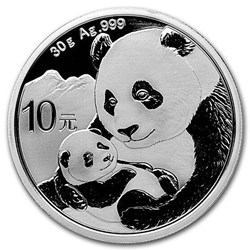 2019 Panda Silver Coin 30 Grams Silver China 10 Yuan with Capsule ST/BU