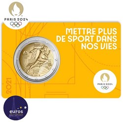 2021 - 2 euro commemorative coincard FRANCE - Paris 2024 Olympic Games Universal Brilliant - Yellow
