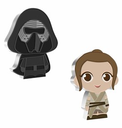 2021 Niue Star Wars Resilient Rey and Kylo Ren Chibi 1 oz Silver Colorized Proof