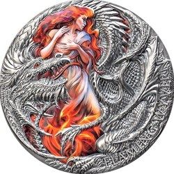 2023 - Flaming Wyvern The Dragonology 2 oz Silver Coin 2000 Francs CFA Cameroon