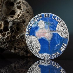 2022 - Tenham Meteorite Geography 50 g Antique finish Silver Coin CFA Cameroon