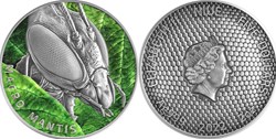 2022 - Macro Mantis Macro Insects 2 oz Antique finish Silver Coin 5$ Niue