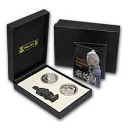 2009 - Isle of Man China Terracotta Army 2 Coin Set Proof Silver Crowns Mint Box
