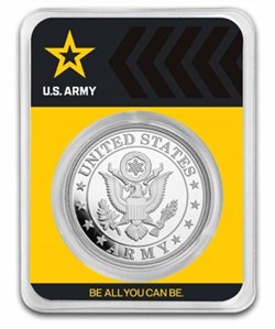 2024 - New Design 1oz .999 Silver Round - U.S. Army Seal In TEP & Black Velvet Bag