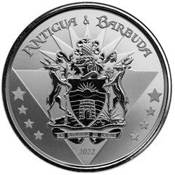 2022 - Antigua & Barbuda $2 EC8 Coat of Arms 1oz Silver Proof Like