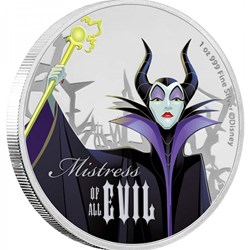 2018 - MALEFICENT Sleeping Beauty Disney Villains 1 Oz Silver Coin 2$ Niue