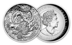 2021 - Australian Silver Chinese Myths and Legends - Dragon - Proof High Relief - 2 oz