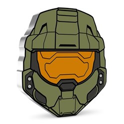 2021 - MASTER CHIEF HELMET - Halo 1 Oz Silver Coin $2 Dollars Niue