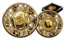 2022 Solomon Islands Filigree Panda 2 oz. Silver Gilded Coin
