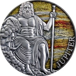 2021 - Jupiter Planets and Gods 3 oz Antique finish Silver Coin CFA