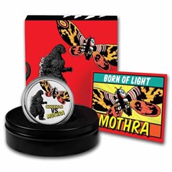 2023 - 2 oz Silver Niue Proof Color - GODZILLA vs MOTHRA - Godzilla Series - 5 NZD -