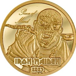 2023 Cook Islands Iron Maiden Piece of Mind Gold Coin 0.5g in capsule w/ COA