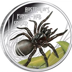2012 - Australian Funnel-Web Spider 1 oz Silver Proof Coin Tuvalu