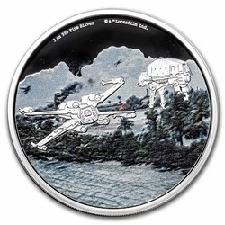 2022- Star Wars Battle Scenes - Scarif- 3 OZ Silver Proof Coin