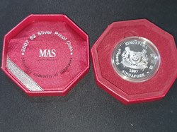 2007 Silver .999 Singapore 2 Dollars Proof-like Coin UNC, Chinese Lunar Yr Pig