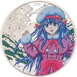 2023 - Manga 1 Oz Silbermünze Winter Cook Islands Color PP / Proof mit OVP