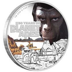 2018 PERTHINT 50 YEAR ANN PLANET OF THE APES 1 OZ .999 SILVER