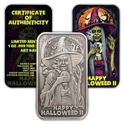 2023 - Happy Halloweed II Antiqued 1 oz Silver Bar - 420 Mintage