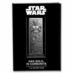 2022 Star Wars Han Solo in Carbonite 1 oz .999 Fine Silver $2 Coin Bar Niue COA
