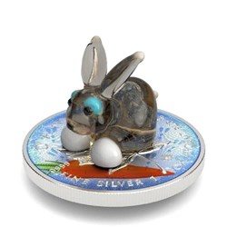 2022 - 1 Oz Silver Coin $5 Canada Maple Leaf Murano Glass Series - Rabbit