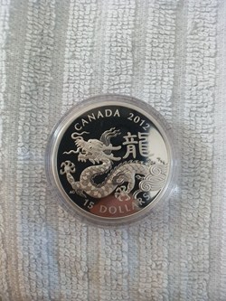 2012 Canada Lunar Dragon Silver Proof Coin - 1oz (With Cert and Box)