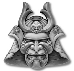 2021 - Samoan Silver Ancient Warriors - Samurai Mask - Antiqued Finish - 2 oz