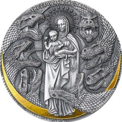 2021 - The Lady and the Dragon Apocalypse 3 oz Antique finish Silver Coin Cameroon