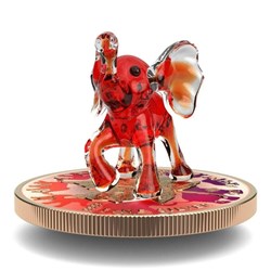 2022 - 1 Oz Silver Coin $5 Canada Maple Leaf Murano Glass Series - Red Elephant