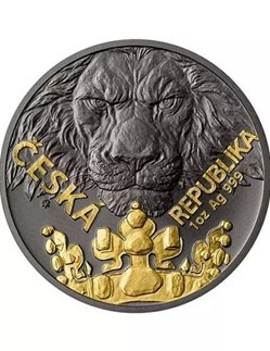 2023 - CZECH LION Black Platinum Gold 1 Oz Silver Coin 2$ Niue