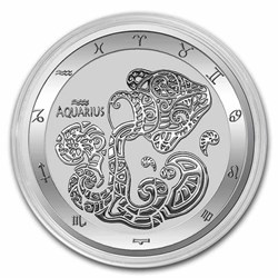 2022 Tokelau 1 oz .999 Silver $5 Zodiac Series: Aquarius , in Capsule