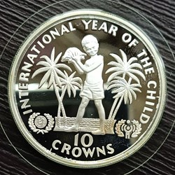 1982 Turks and Caicos Island 10 Crowns - International Year of Child ( Ag.925)