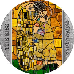 2023 Ghana Stained Glass Art The Kiss 2oz Silver Antiqued Coin