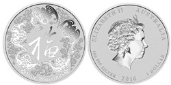 2016 P. Australia Five Blessings 1oz Silver Coin w/ box & COA
